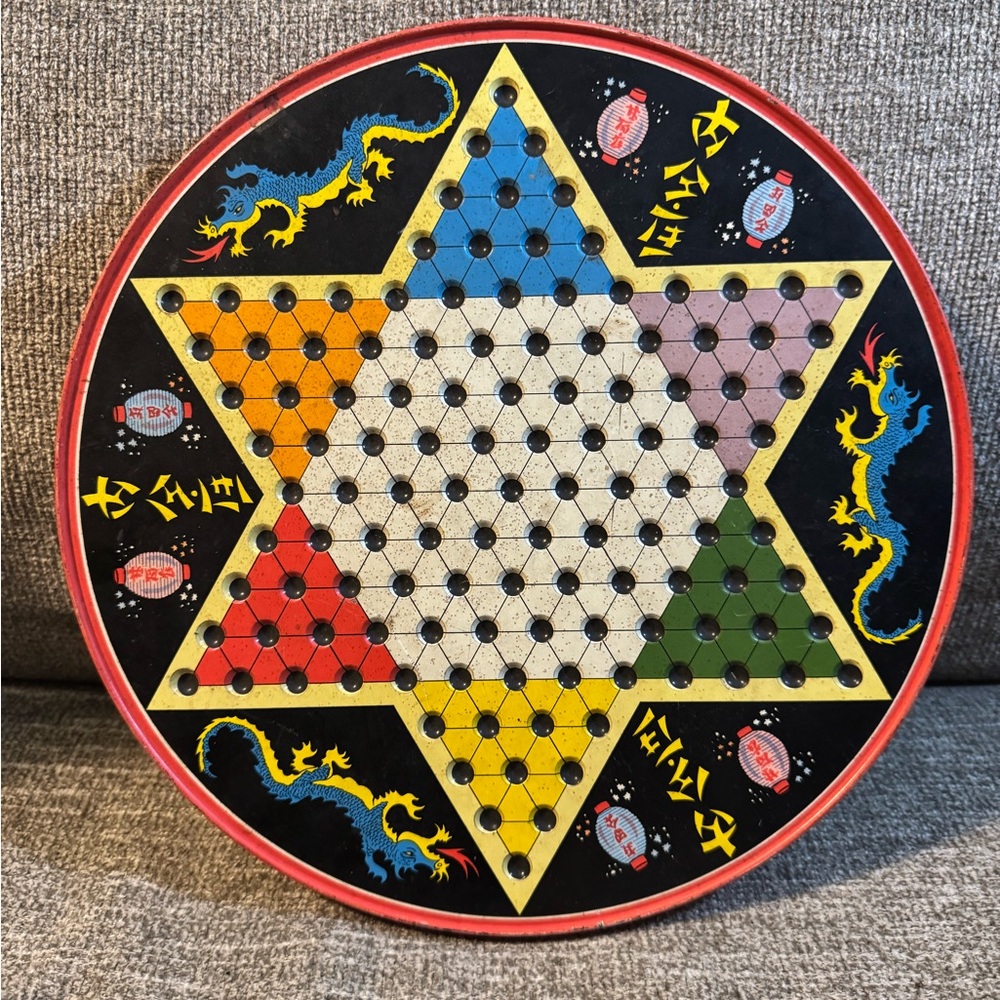 Vintage Chinese Checkers Star Board Game - Multicolor